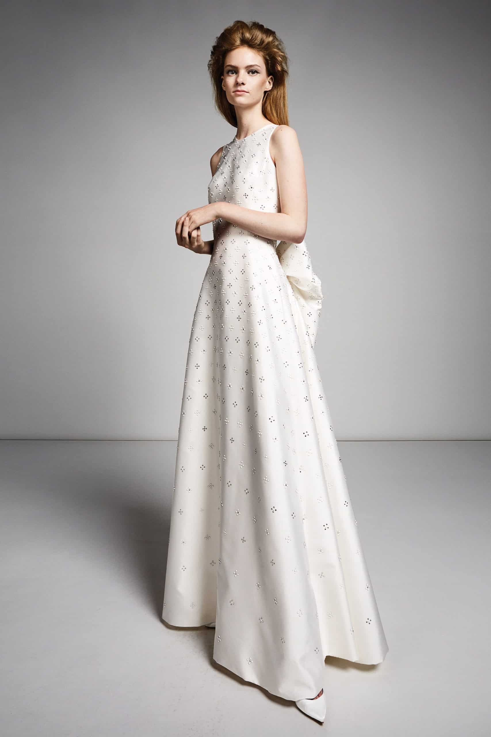 silk wedding dress with crystals and back bow by Viktor and Rolf
