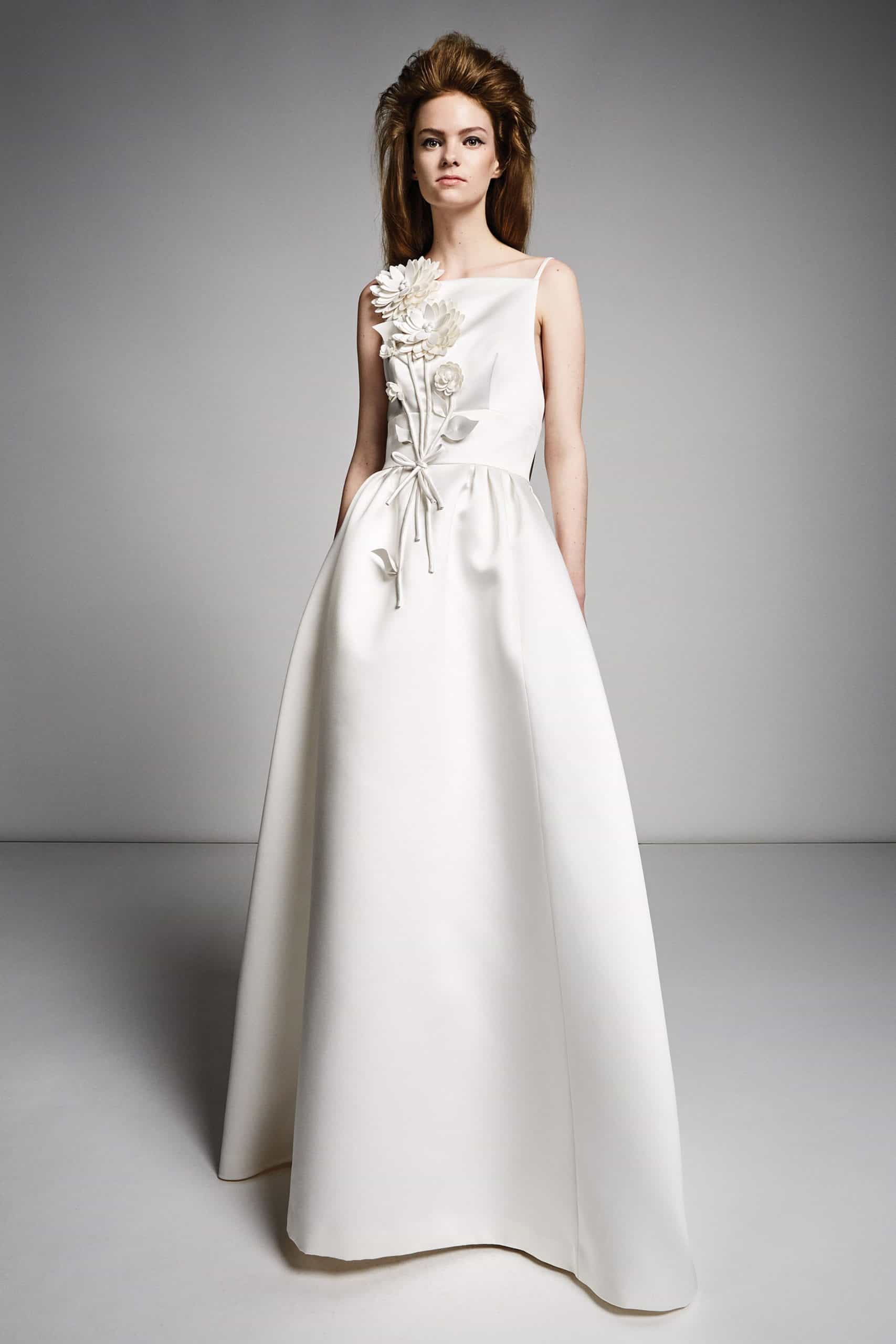 silk wedding dress with embossed flowers by Viktor and Rolf