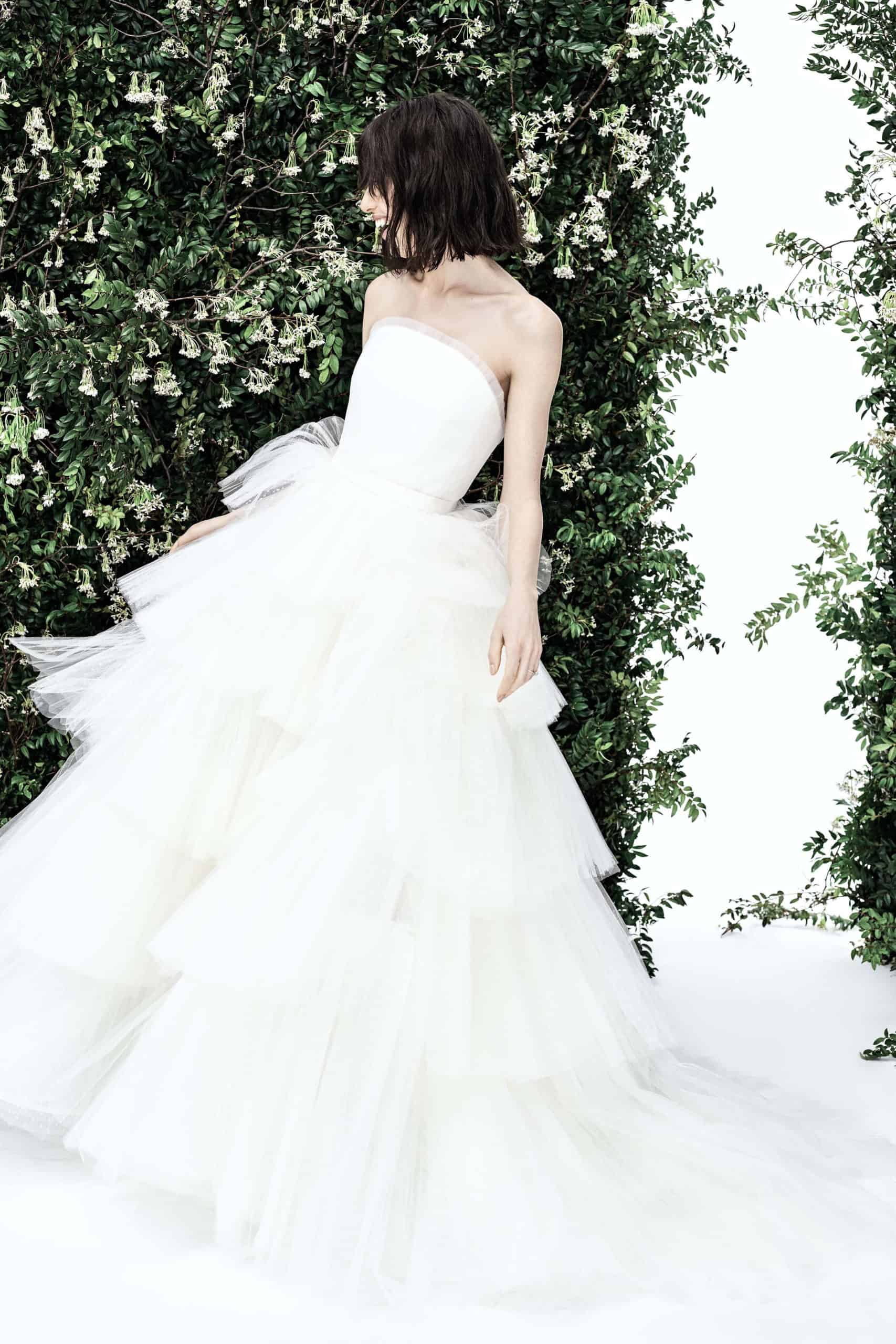 a-line tulle wedding dress extra volume skirt by Carolina Herrera