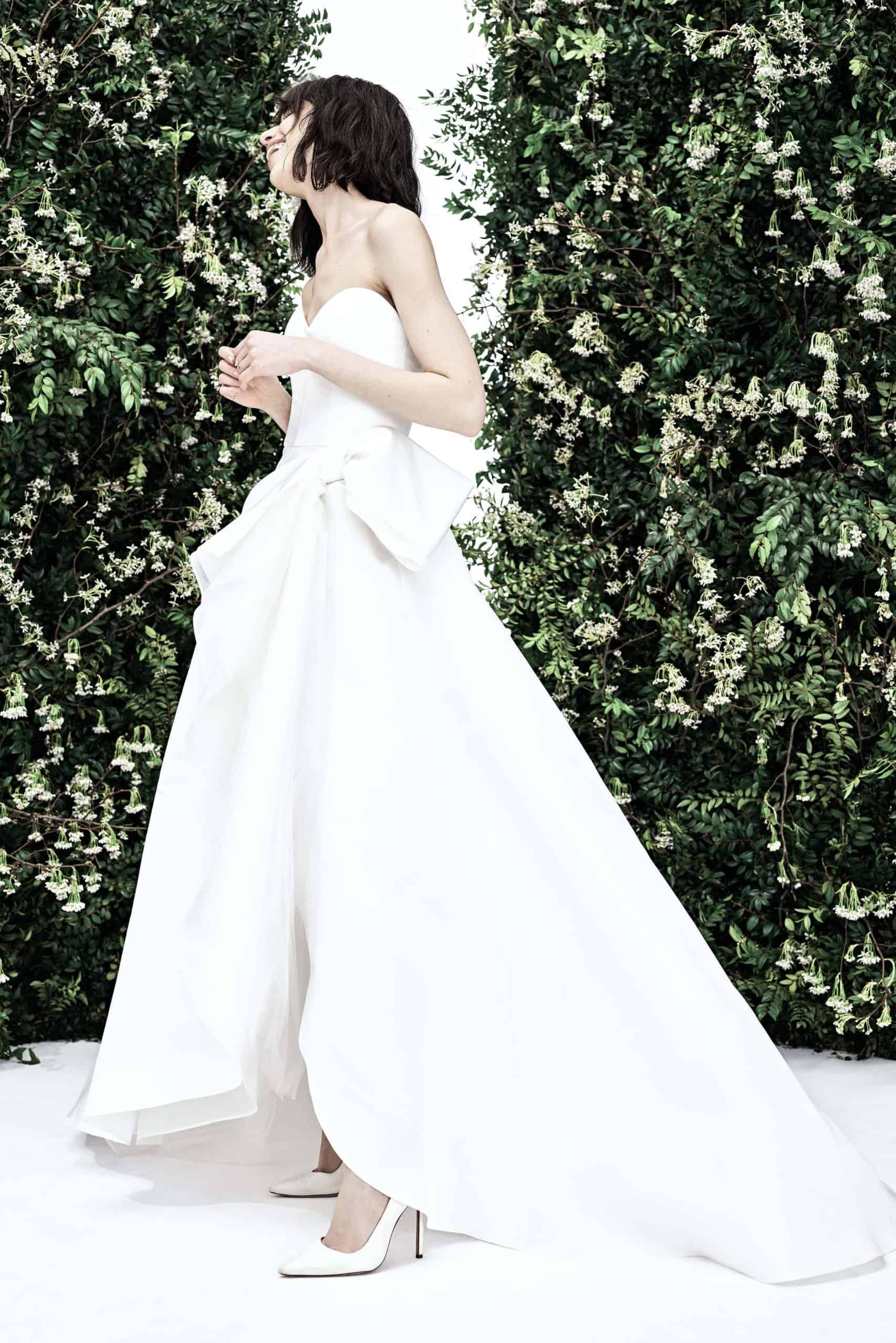 wedding dress with large bow by Carolina Herrera