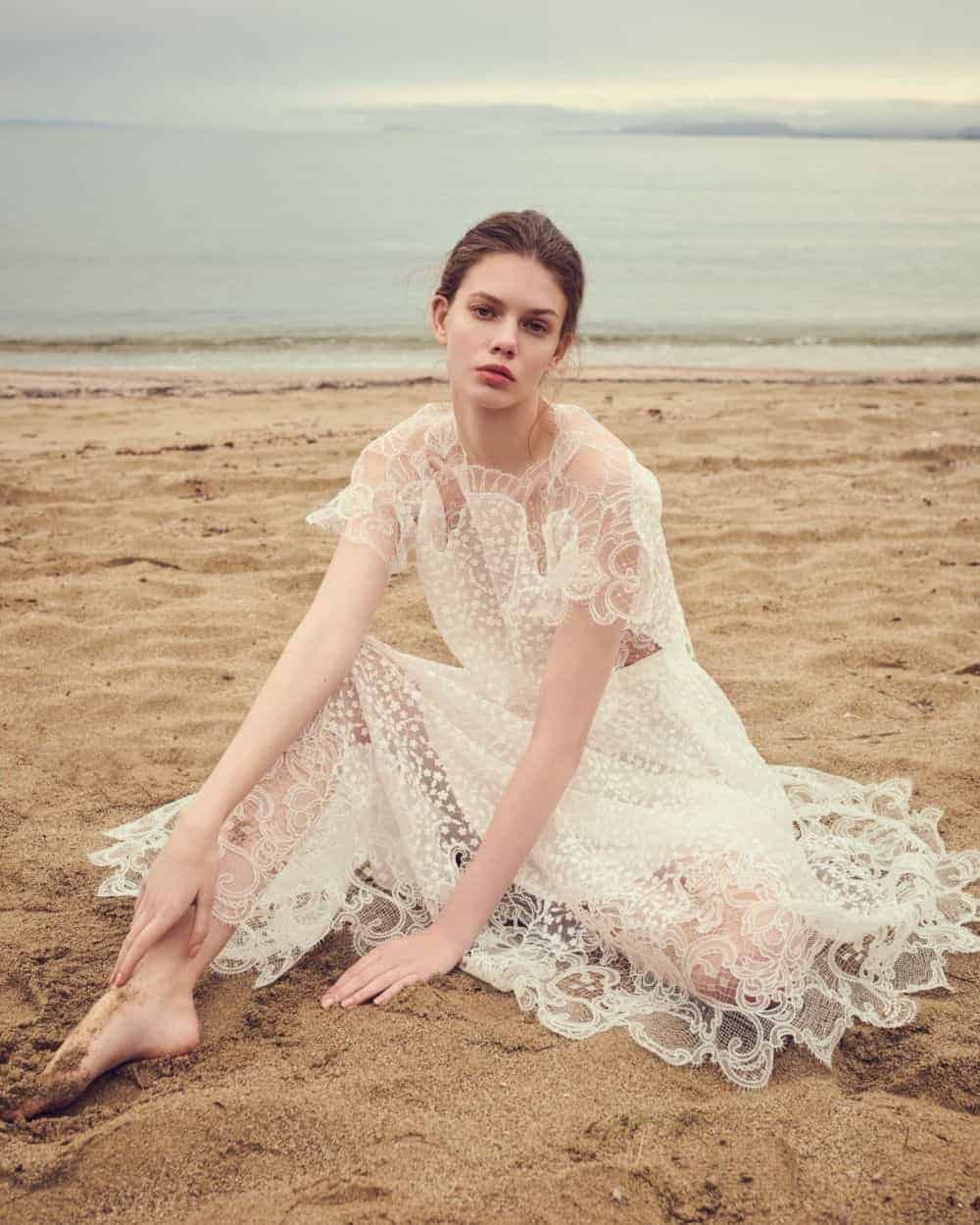 a-line wedding dress with lace by Costarellos