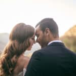 A newlywed couple intimately smiling, captured by Photo Studio Twins in Cyprus.