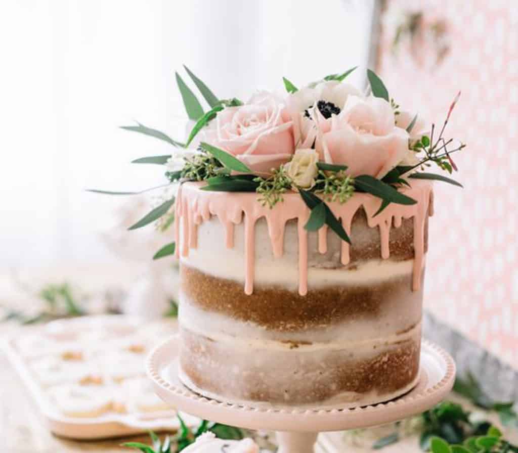Colourful drip wedding cakes