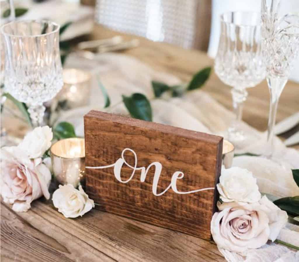 Stylish, wedding table numbering