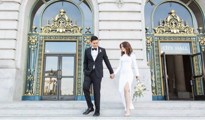 bride and groom just married with civil wedding